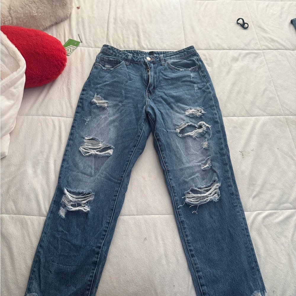 Windsor Blue Distressed Boyfriend Jeans